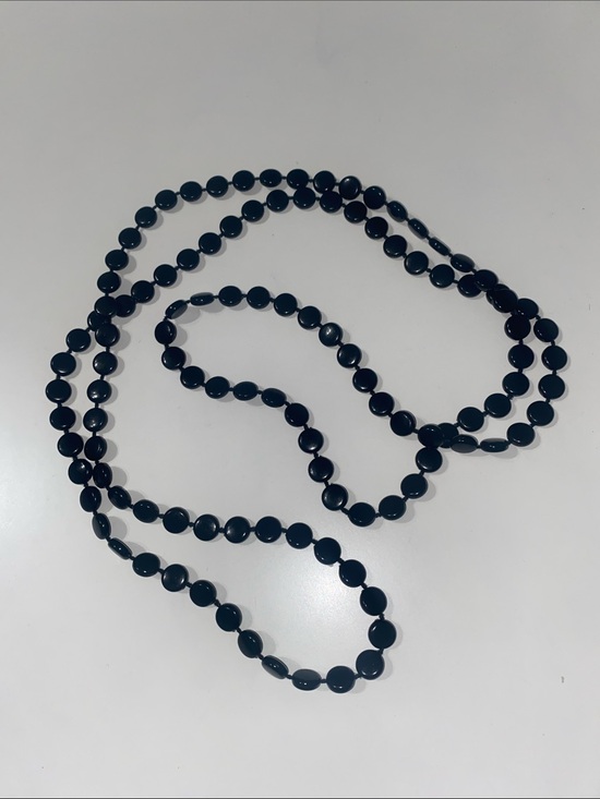 Vintage Jewelry - 90s Vintage Black Beaded Long Necklace